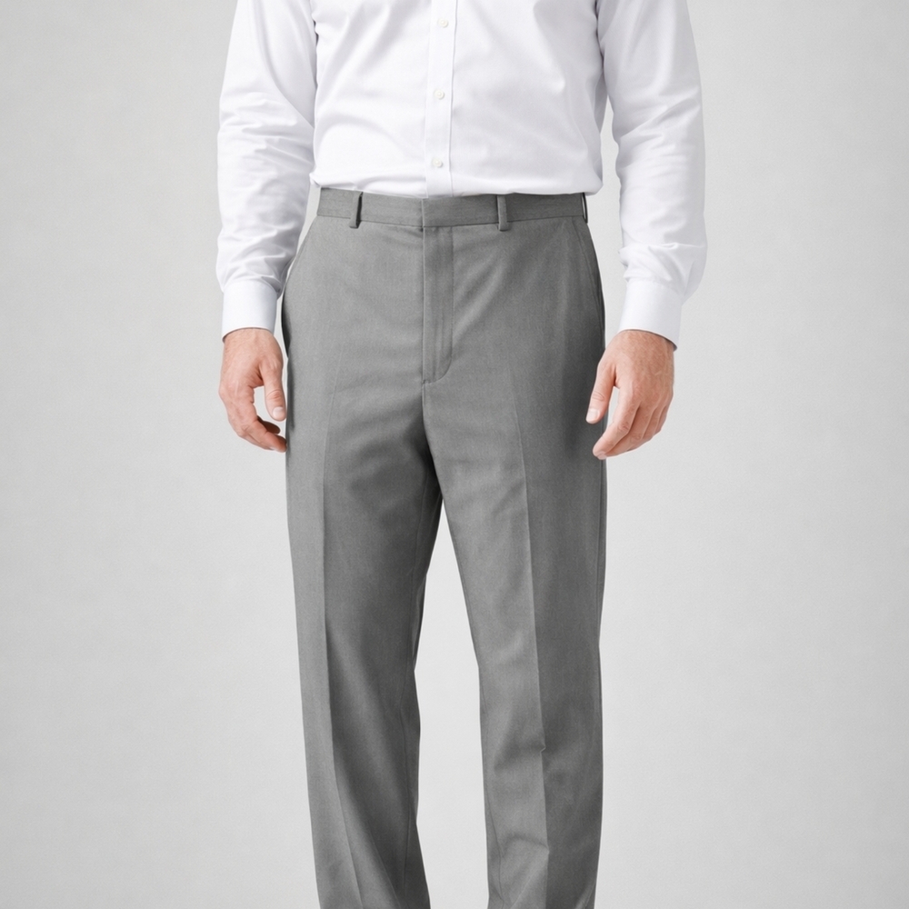 Stafford White Dress Shirt and Gray Trousers